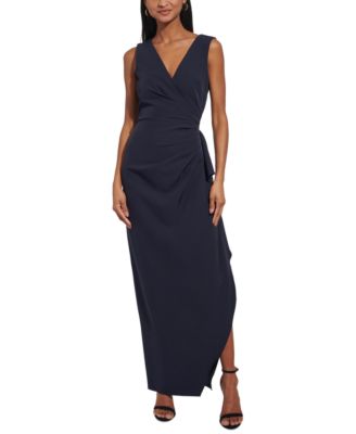 Vince Camuto - Women's Gathered Side-Slit V-Neck Gown
