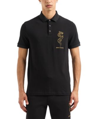 A|X Armani Exchange - Men's Short Sleeve Embroidered Dragon Polo Shirt