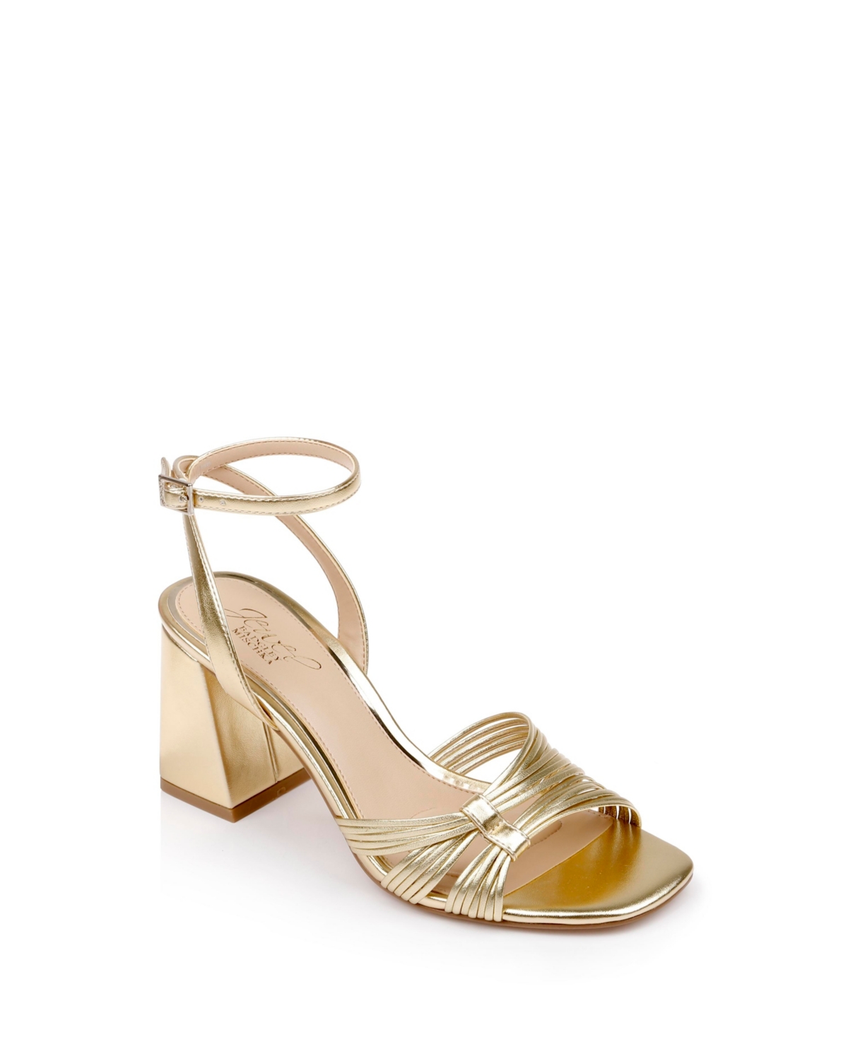 Jewel Badgley Mischka Women's Michelle Evening Block Heel Sandals In Gold Metallic
