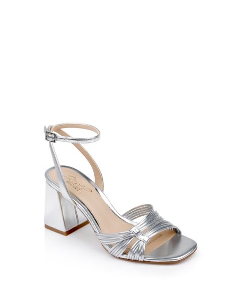 Женские сандалии Jewel Badgley Mischka Michelle Evening Block Heel, цвет: Серебряный металлик