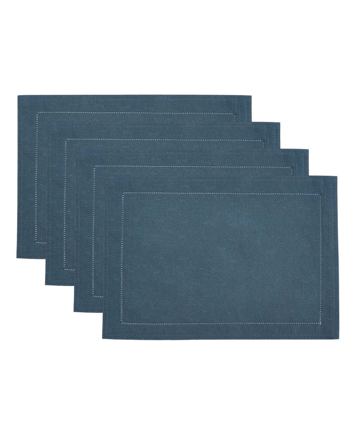 Elrene Alison Eyelet Punched Border Fabric Placemat, Set Of 4 In Copen Blue