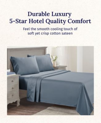 5-Star Luxury 600 Thread Count Cotton Sateen 4 Piece Sheet Set, King