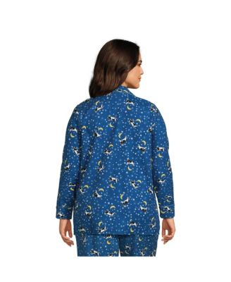 Plus Size Long Sleeve Print Flannel Pajama Top