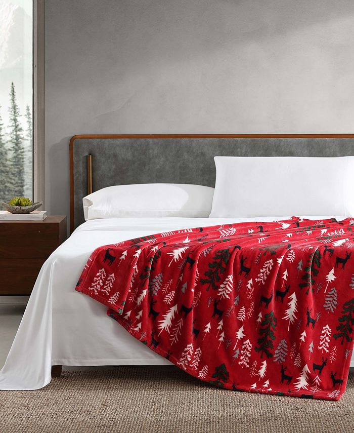 Eddie Bauer Ultra Soft Plush Sherpa Reversible Throw Blanket , 60" X 50