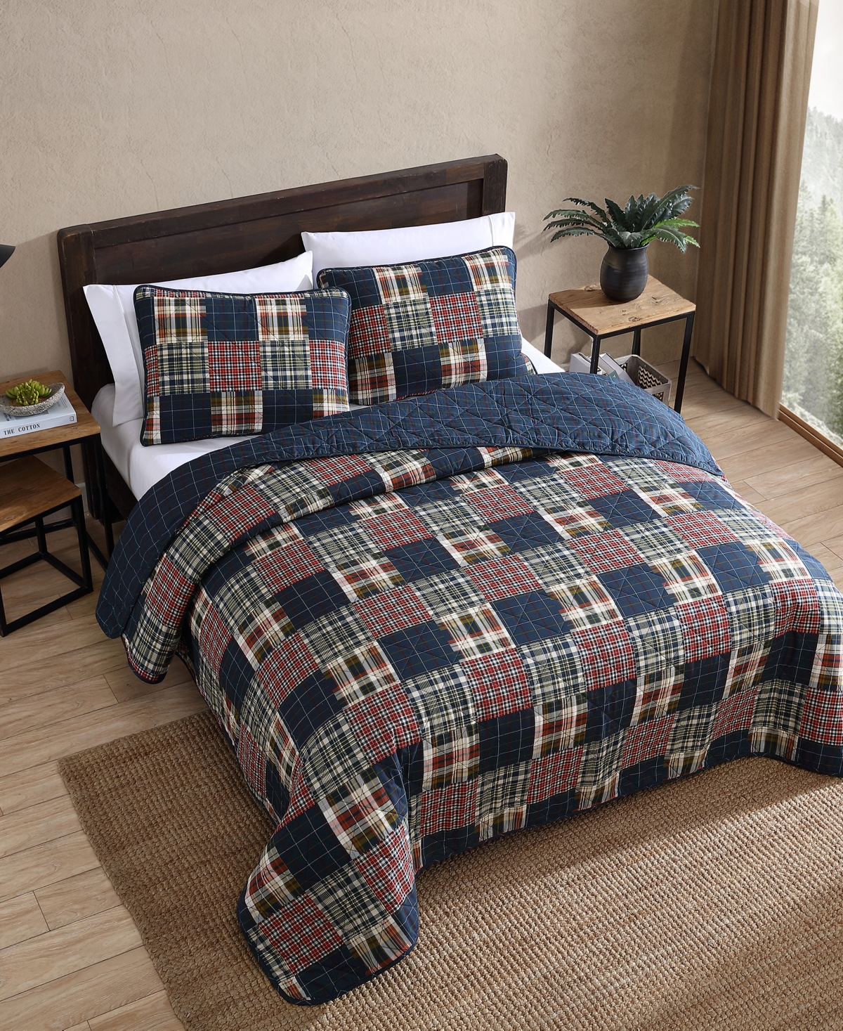 Eddie Bauer Madrona Plaid Reversible -Piece Quilt Set