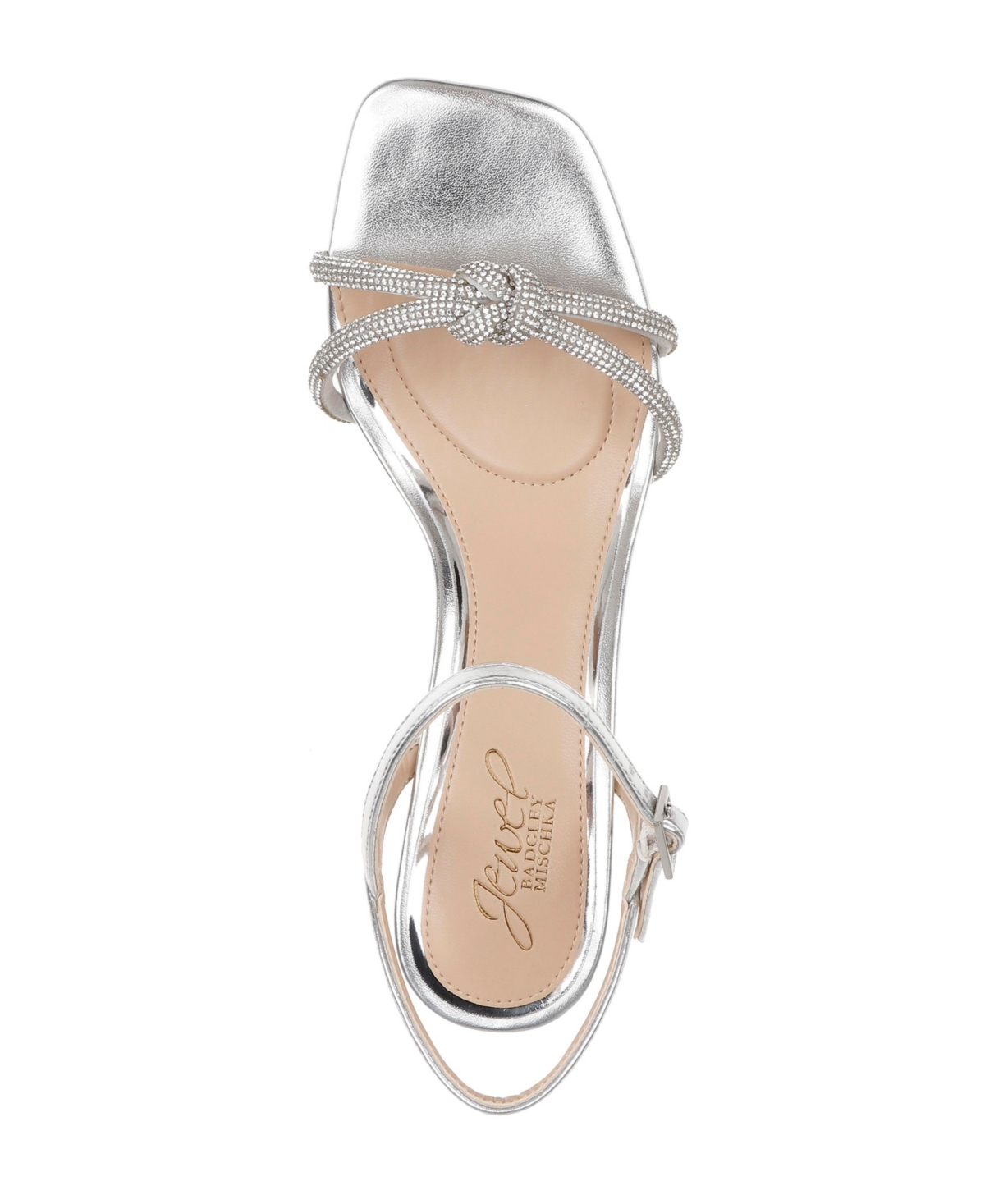 Jewel Badgley Mischka Women's Maci rhinestone Knot Kitten Heel Evening Sandals