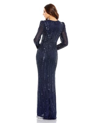 Women's Embellished Puff Sleeve Side Knot Gown