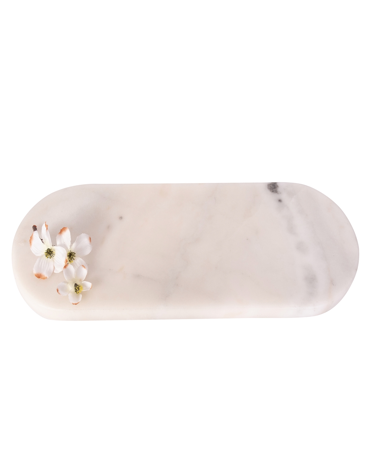 Artifacts Trading Company Marble Runway Tray, 16" X 6" X 0.3" In White Matte