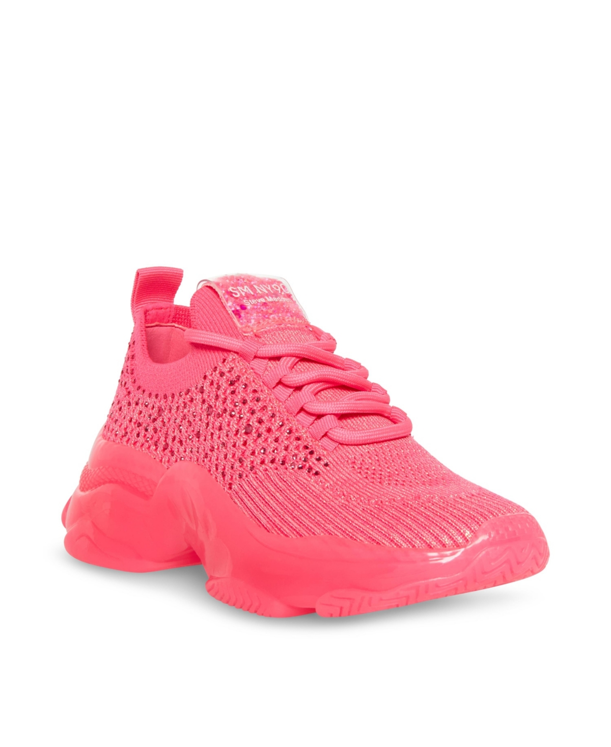 Shop Steve Madden Big Girls Jmiss Lace Closure Sneakers In Hot Pink