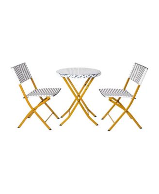 3-Piece Folding Bistro Set with PE Rattan and Metal Frames for Indoor and Outdoor Use