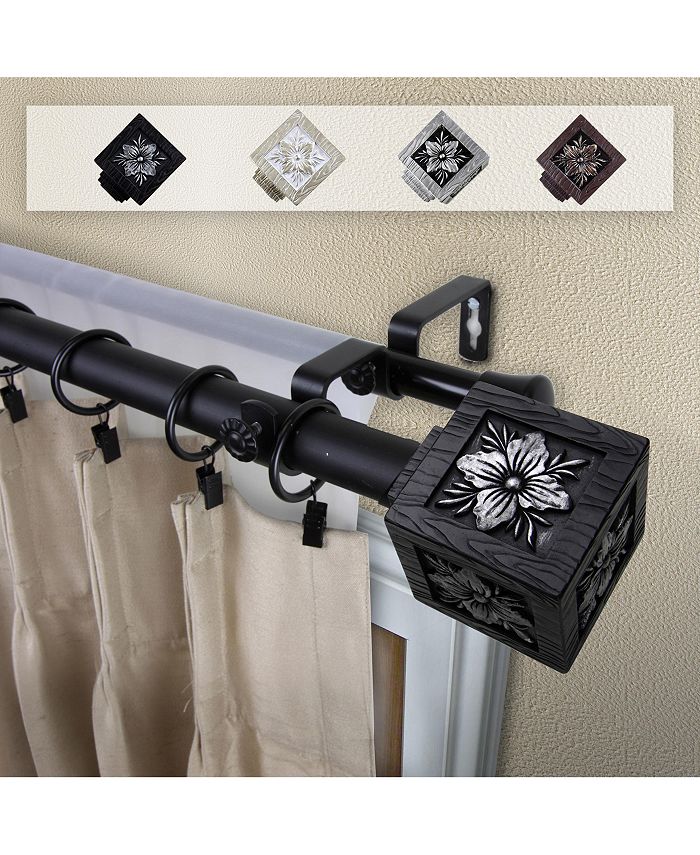 Rod Desyne - Ophelia Double Curtain Rod 1" OD 120-170 inch - Black