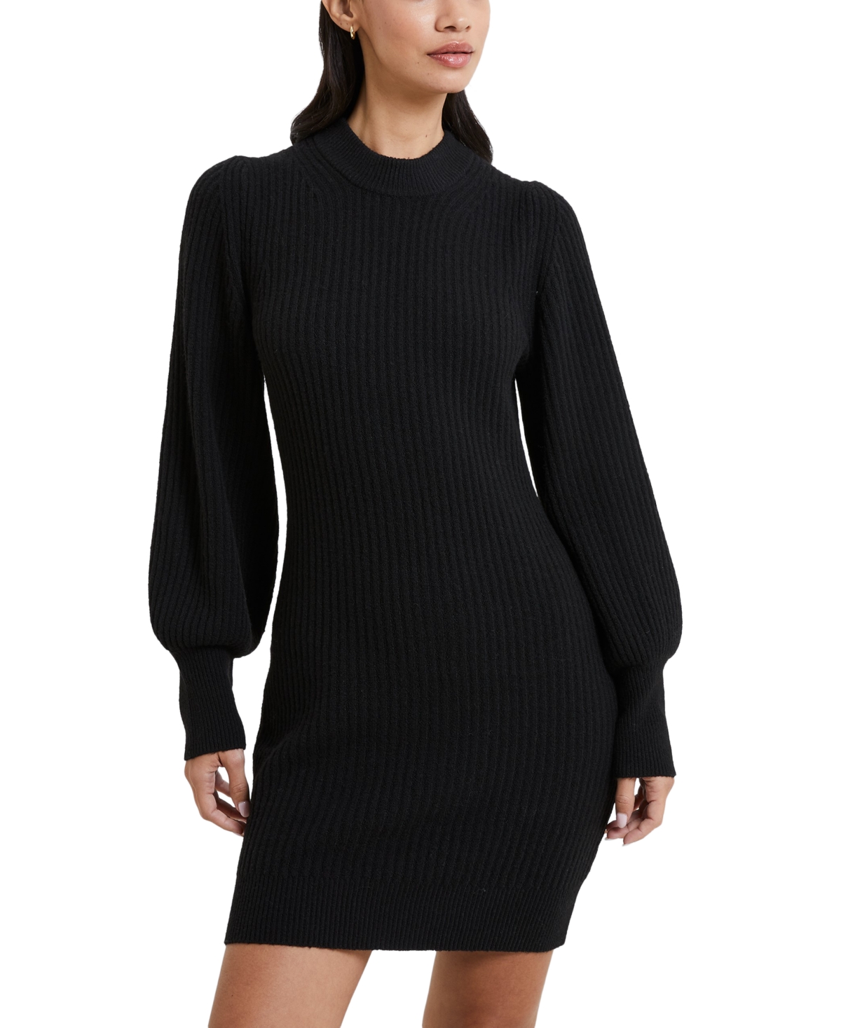 French Connection Women's Vhari Ribbed Crewneck Dress In Black