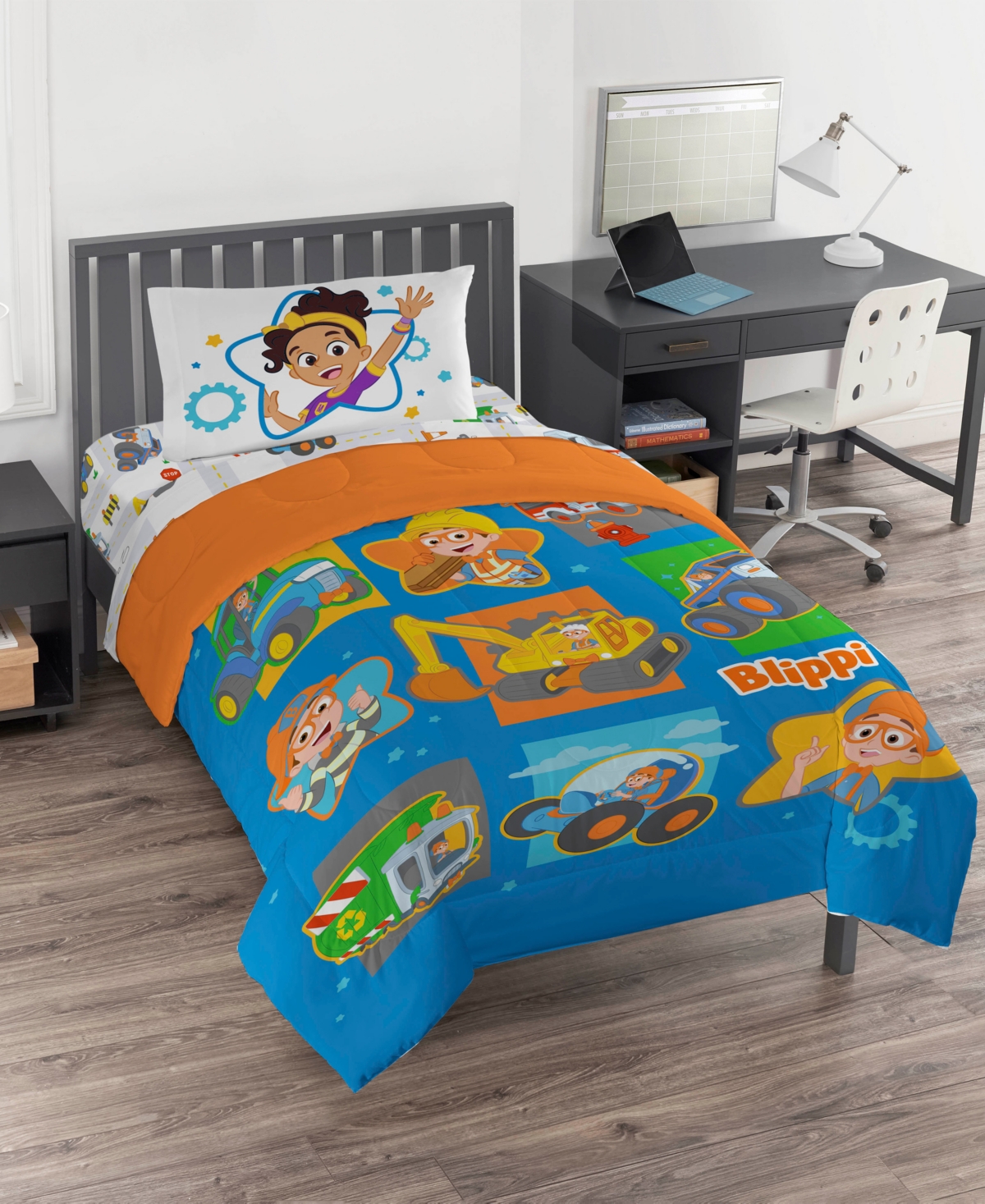 Blippi Moonbug How Does This Work 4 Piece Comforter Set, Toddler In Blue