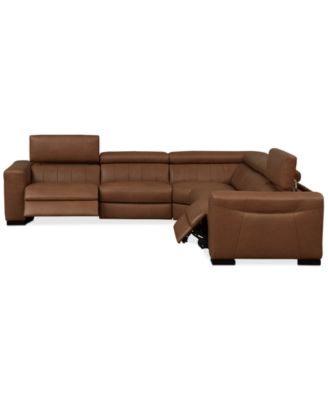 Rinan 125" 5-Pc. Leather Sectional with 2 Power Recliners, Created for Macy's