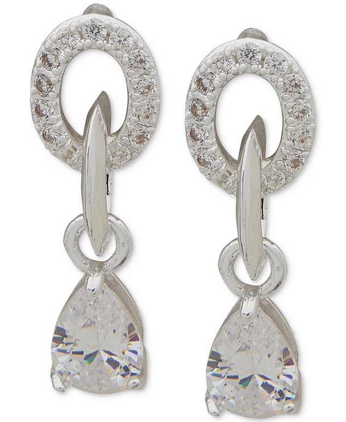 Anne Klein SilverTone PearShape Crystal Drop Earrings Macy's