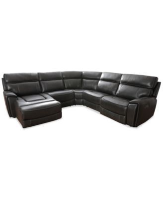Furniture - 119.5" 5-Pc. Leather Sectional with 2 Power Recliners and Chaise
