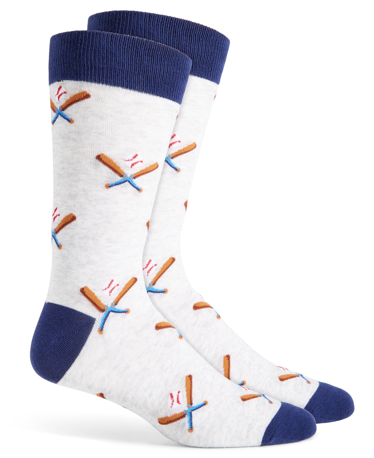 Men's Baseball Crew Socks, Created for Macy's - Grey