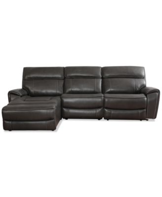 CLOSEOUT! Hutchenson 114.5" 3-Pc. Zero Gravity Leather Sectional with 1 Power Recliner and Chaise, Created for Macy's