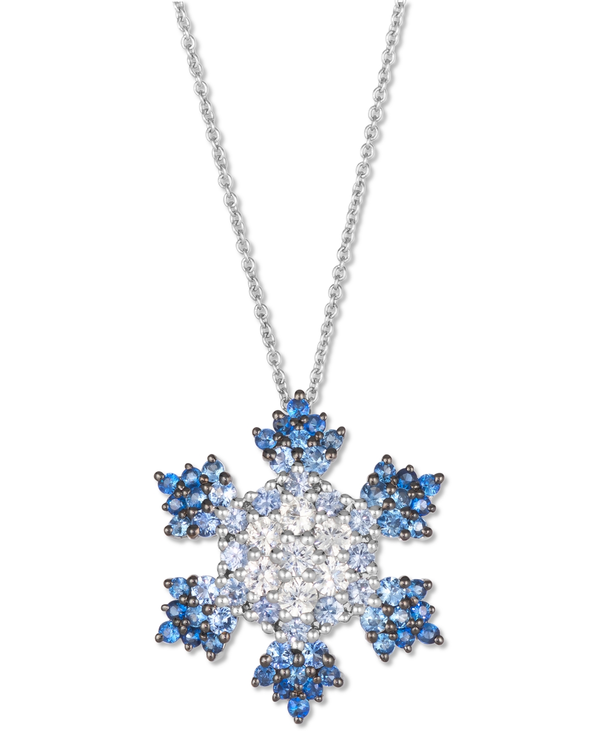 Le Vian Ombre Denim Ombre (1-3/8 Ct. T.w.) & White Sapphire (5/8 Ct. T.w.) Snowflake Adjustable 20" Pendant In No Color