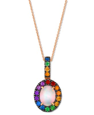 Le Vian - Multi-Gemstone Halo Adjustable 20" Pendant Necklace (1-7/8 ct. t.w) in 14k Rose Gold