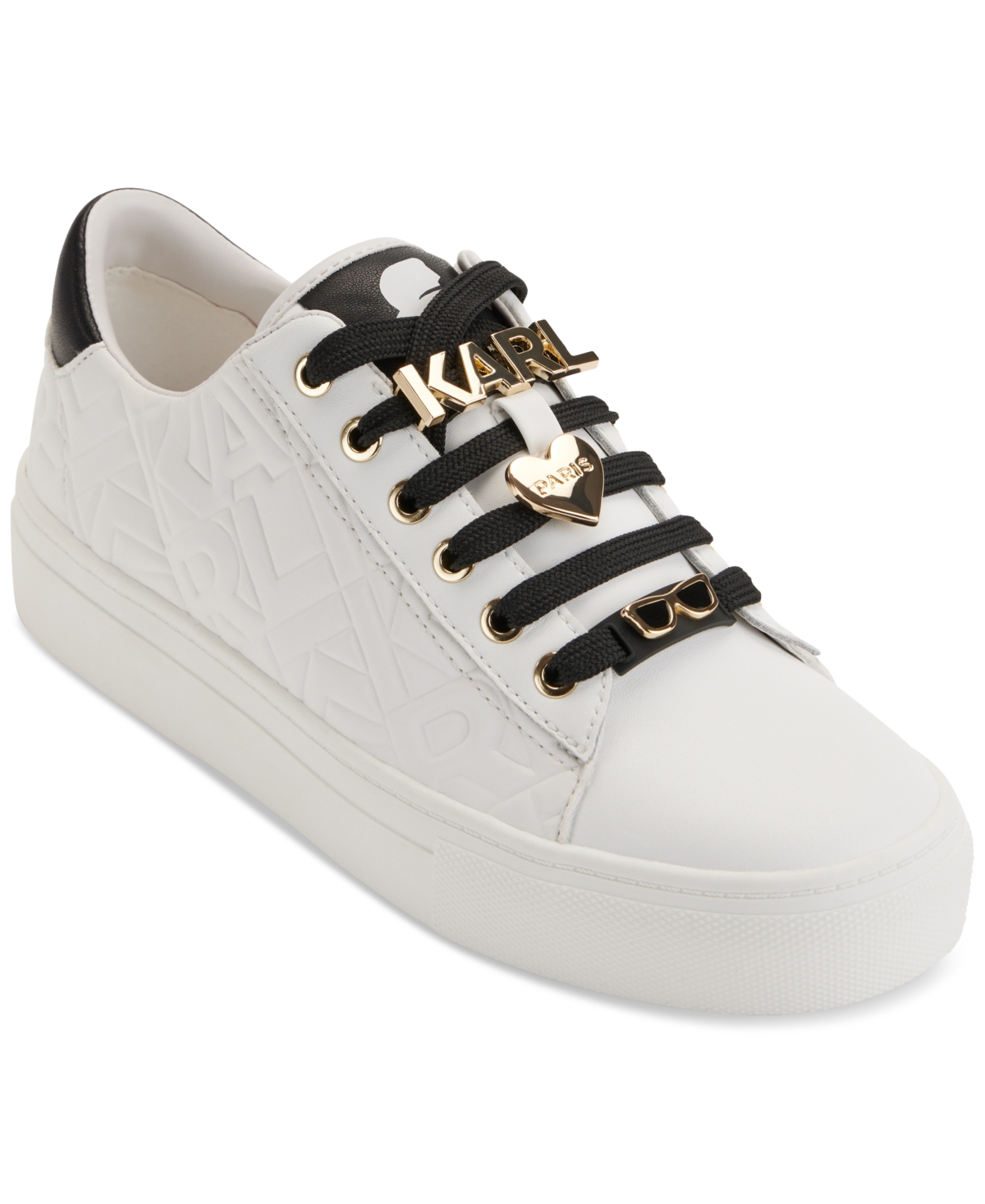 Karl Lagerfeld Paris Cate Karl Box Lace-Up Low-Top Sneakers - Black