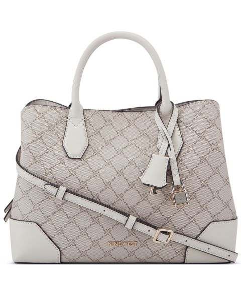 Женская сумка Nine West Brooklyn Small Satchel, цвет: Mushroom Logo, Milk