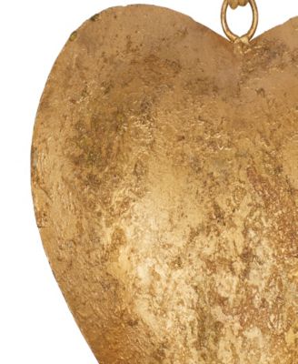 Metal Heart Decorative Bells with Hanging Rope Set of 3, 20", 17", 12"