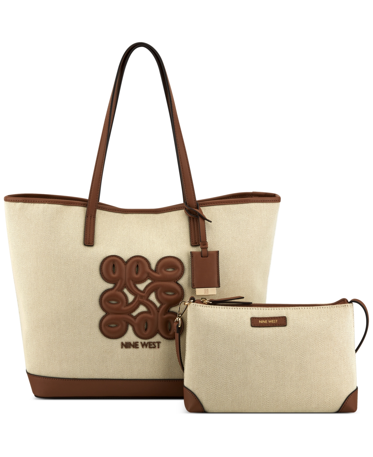 Nine West Jenson Extra Large 2 In 1 Tote In Natural,dark Camel