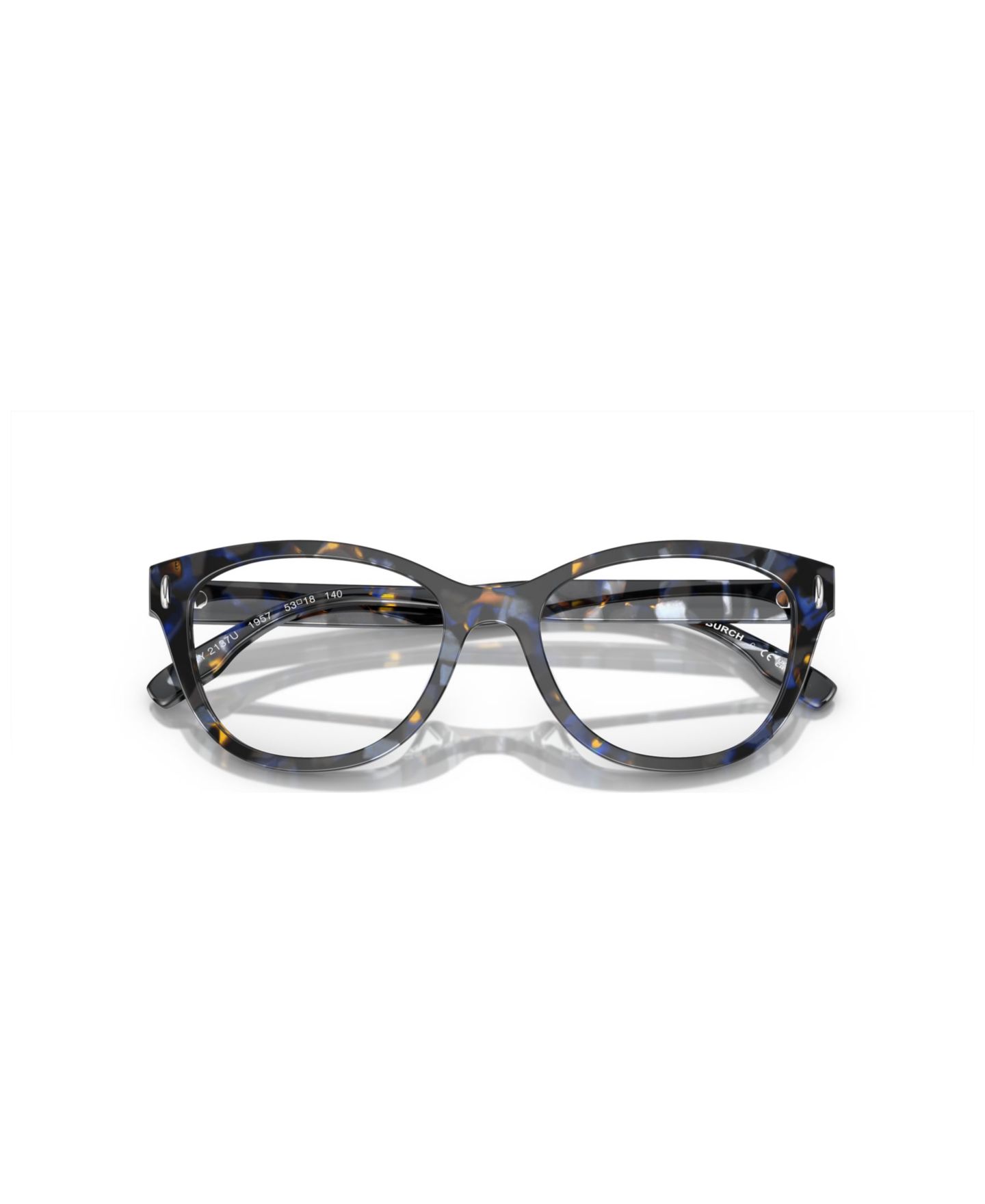 Женские очки Tory Burch Woman Pillow Plastic TY2137U Eyeglasses, цвет: Синий черепаховый — фото 2