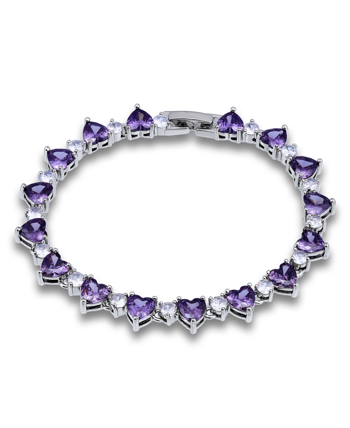 Macy's Cubic Zirconia Purple Clear Heart Alternate Bracelet