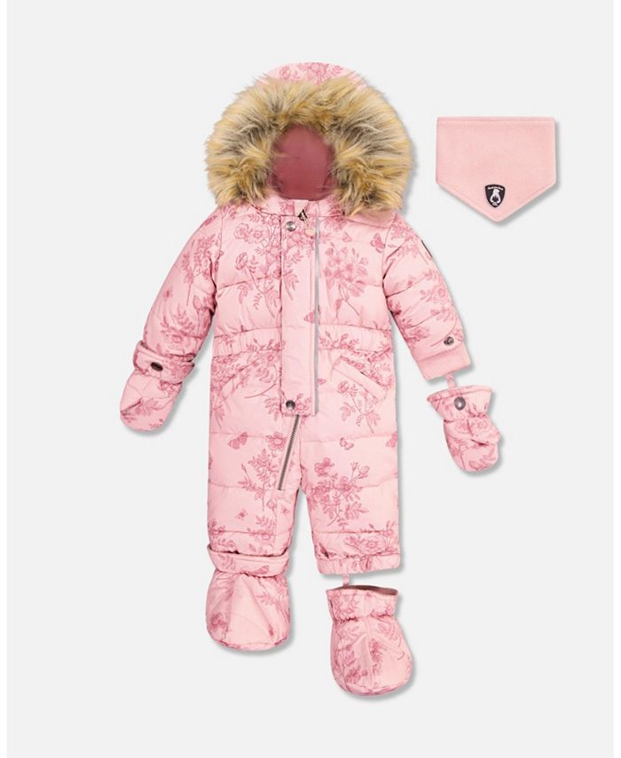 Deux par Deux Baby Boy One Piece Baby Snowsuit Ancient Rose With
