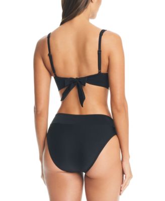 Shop Bar Iii Resort Solids Keyhole Bikini Top Crossover Waist Bottom Created For Macys In Black