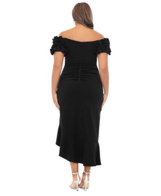 Plus Size Ruffled Off-The-Shoulder Midi Dress