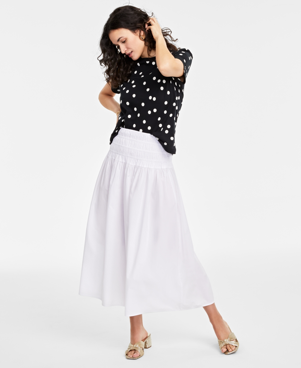 On 34th Women's Cotton Poplin Maxi Skirt, Created For Macy's In Bright White