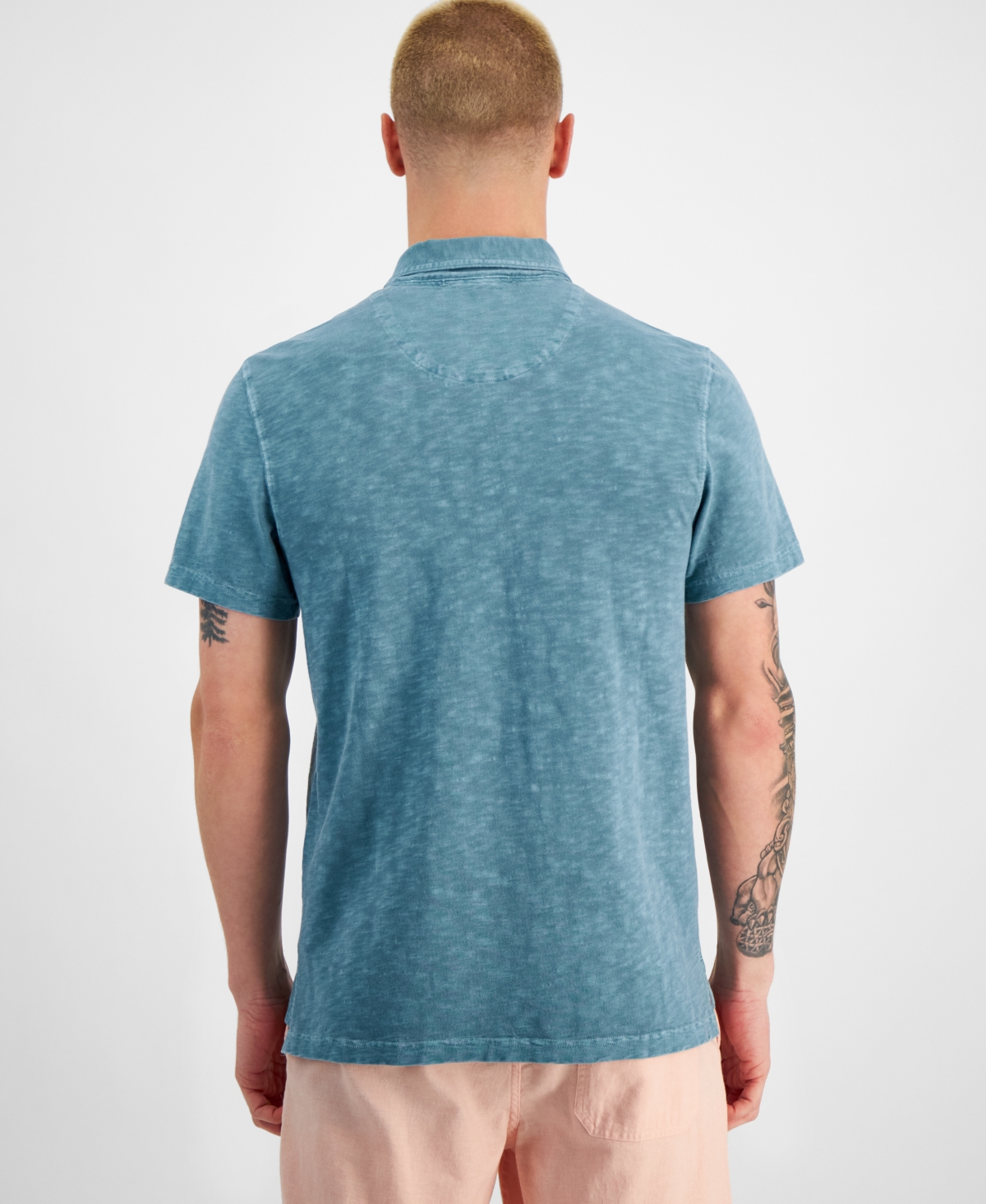 Sun + Stone Men's Regular-fit Textured Polo Shirt, Created For Macy's In Aquatic