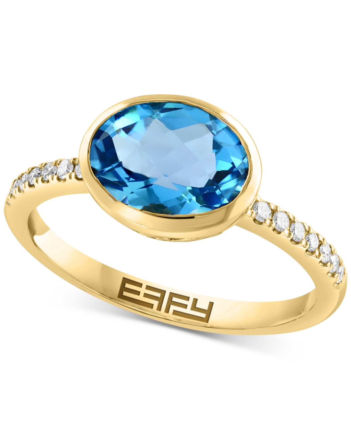 Effy Sky Blue Topaz (2-1/3 ct. t.w.) & Diamond (1/10 ct. t.w.) Ring in 14k Gold - K Gold