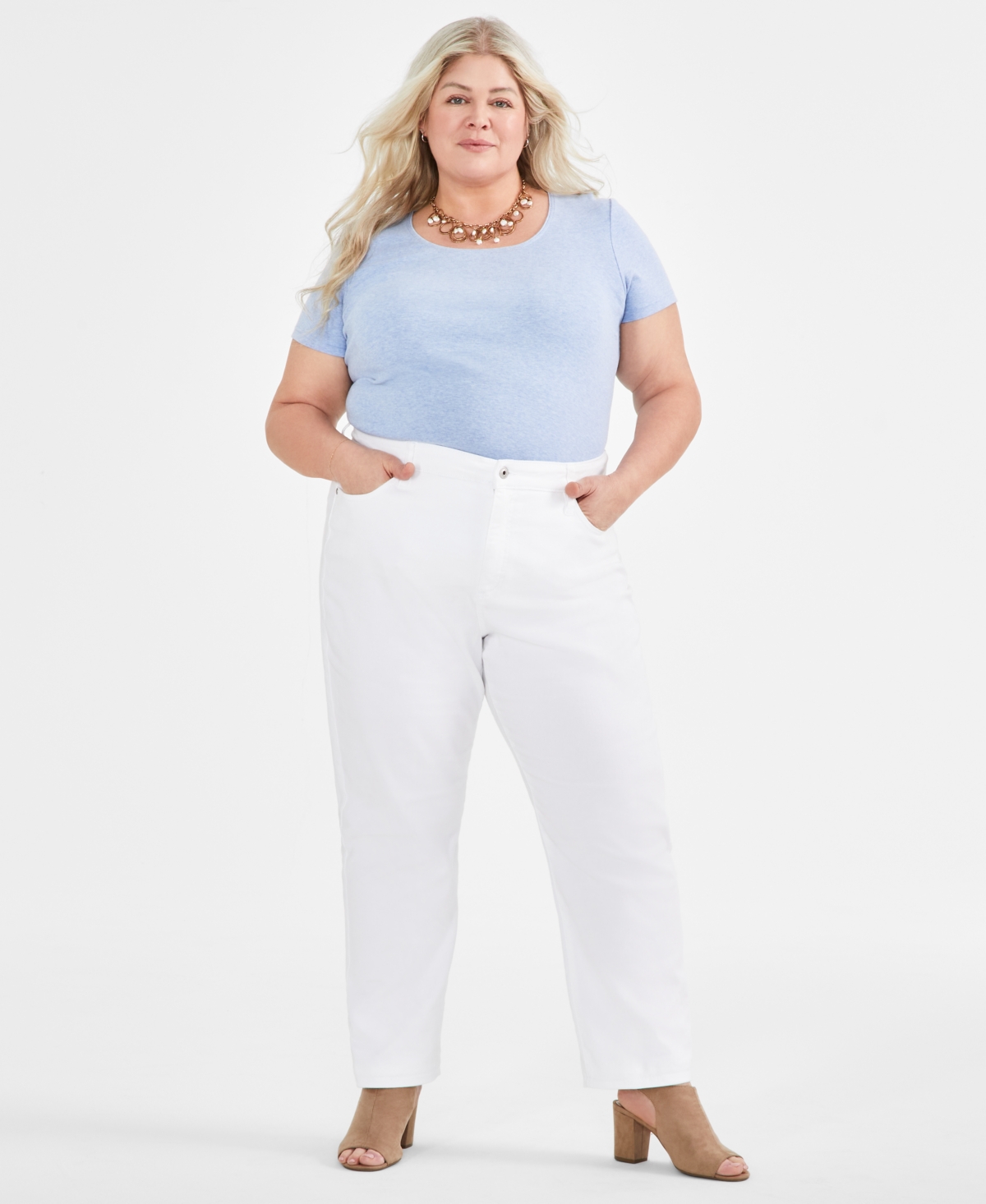 Plus Size High-Rise Straight-Leg Jeans, Exclusively at Macy's - Bright White