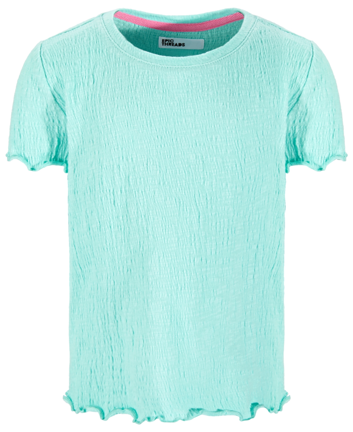 Shop Epic Threads Little Girls Solid-color Textured T-shirt, Created For Macy's In Refreshing Teal