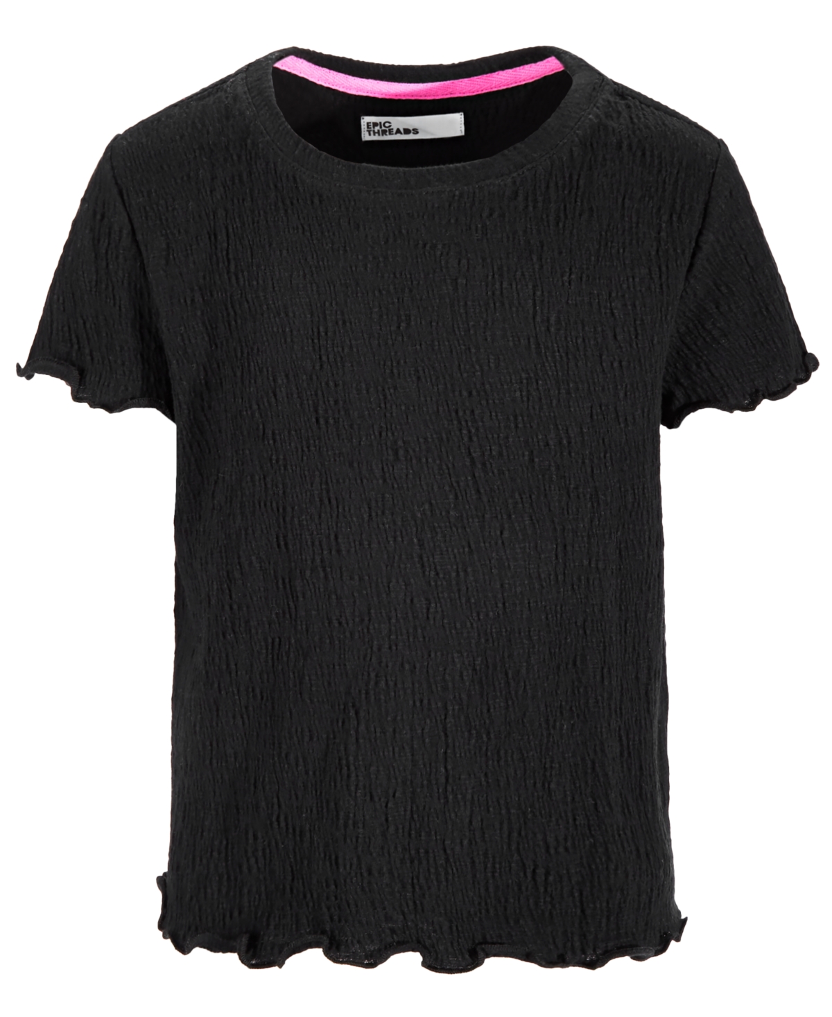 Shop Epic Threads Little Girls Solid-color Textured T-shirt, Created For Macy's In Deep Black
