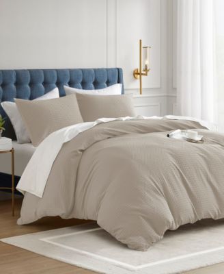 Mina Waffle Textured 3-Pc. Duvet Cover Set, Full/Queen