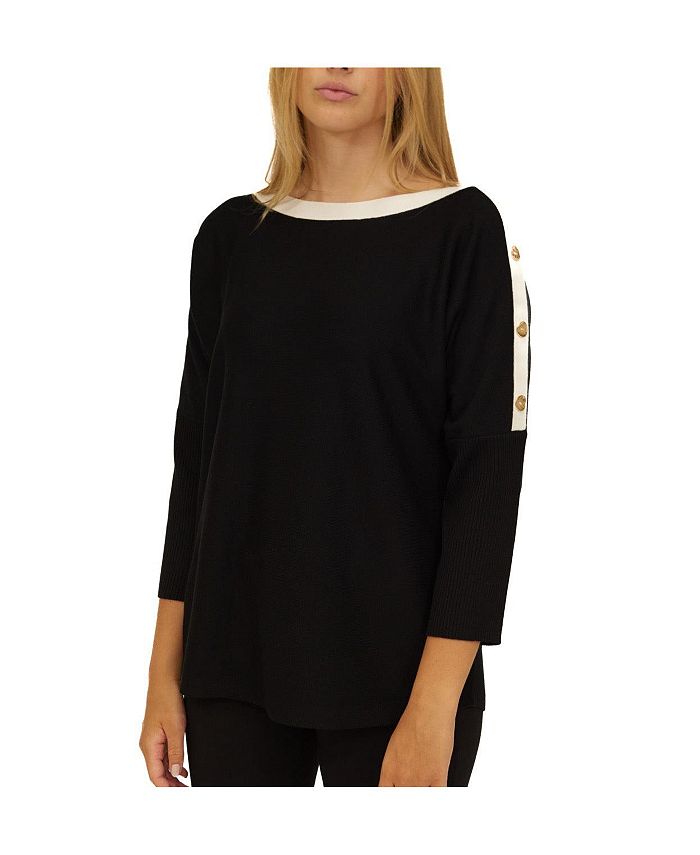 Cable Gauge Women s Dolman Sweater With Gold Buttons Macy s