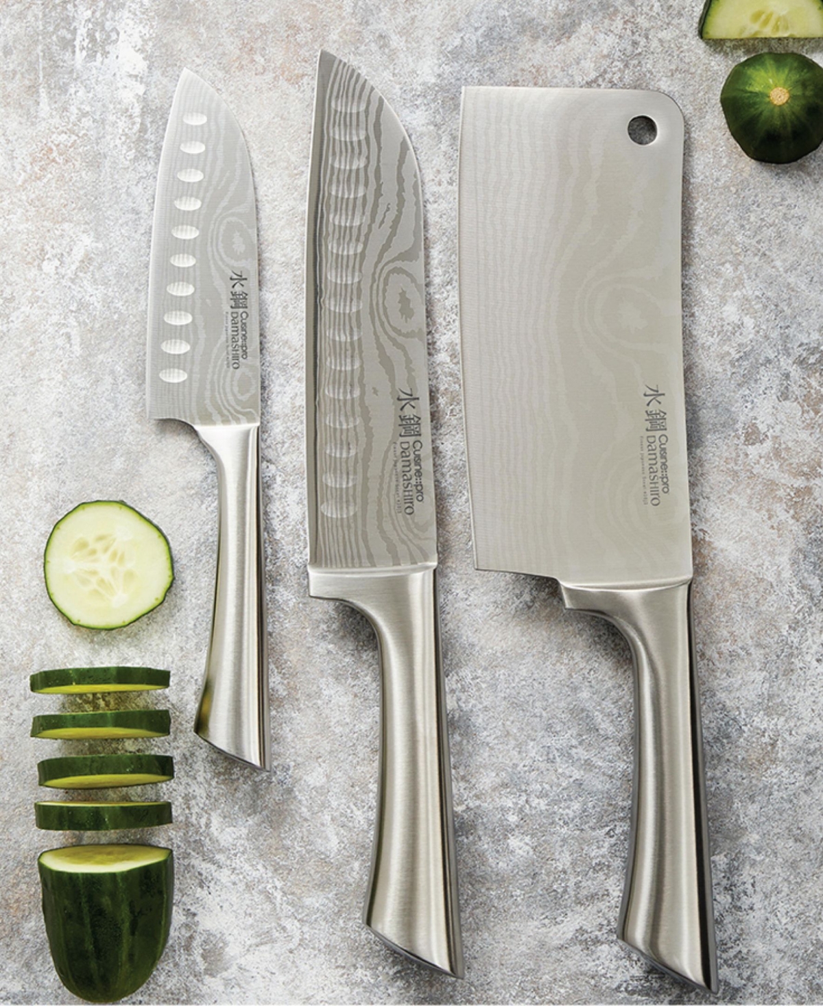 Cuisine::pro Damashiro Ultimate Steel 3 Piece Knife Set In Silver