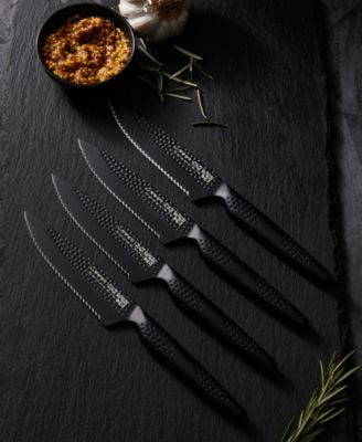 iiD3&reg; BLACK SAMURAI&reg; Steak Steel 4 Piece Knife Set
