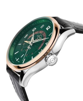 Men's Swiss Quartz Giromondo Black Leather Watch 42mm