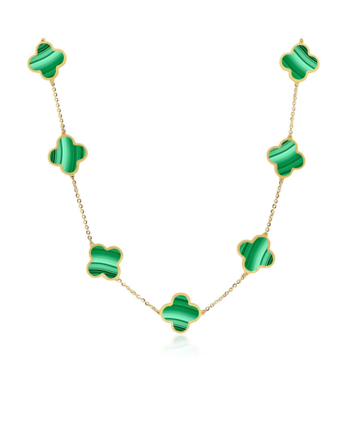 Large Malachite Clover Necklace - Green