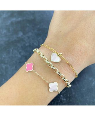 The Lovery Small Pink Mixed Clover Bracelet 14K Gold - Macy's