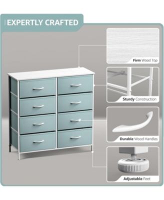 8 Drawers  Steel Frame & Wood Top Fabric Bins Storage Dresser Unit for Bedroom, Closet, Office