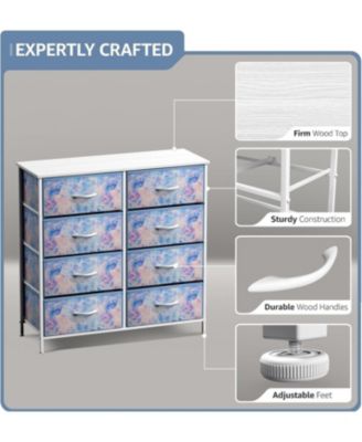  8 Drawers  Steel Frame & Wood Top Fabric Bins Storage Dresser Unit for Bedroom, Closet, Office