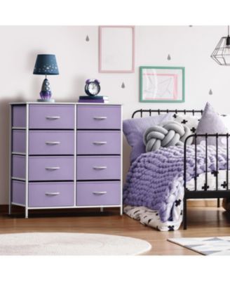  8 Drawers  Steel Frame & Wood Top Fabric Bins Storage Dresser Unit for Bedroom, Closet, Office