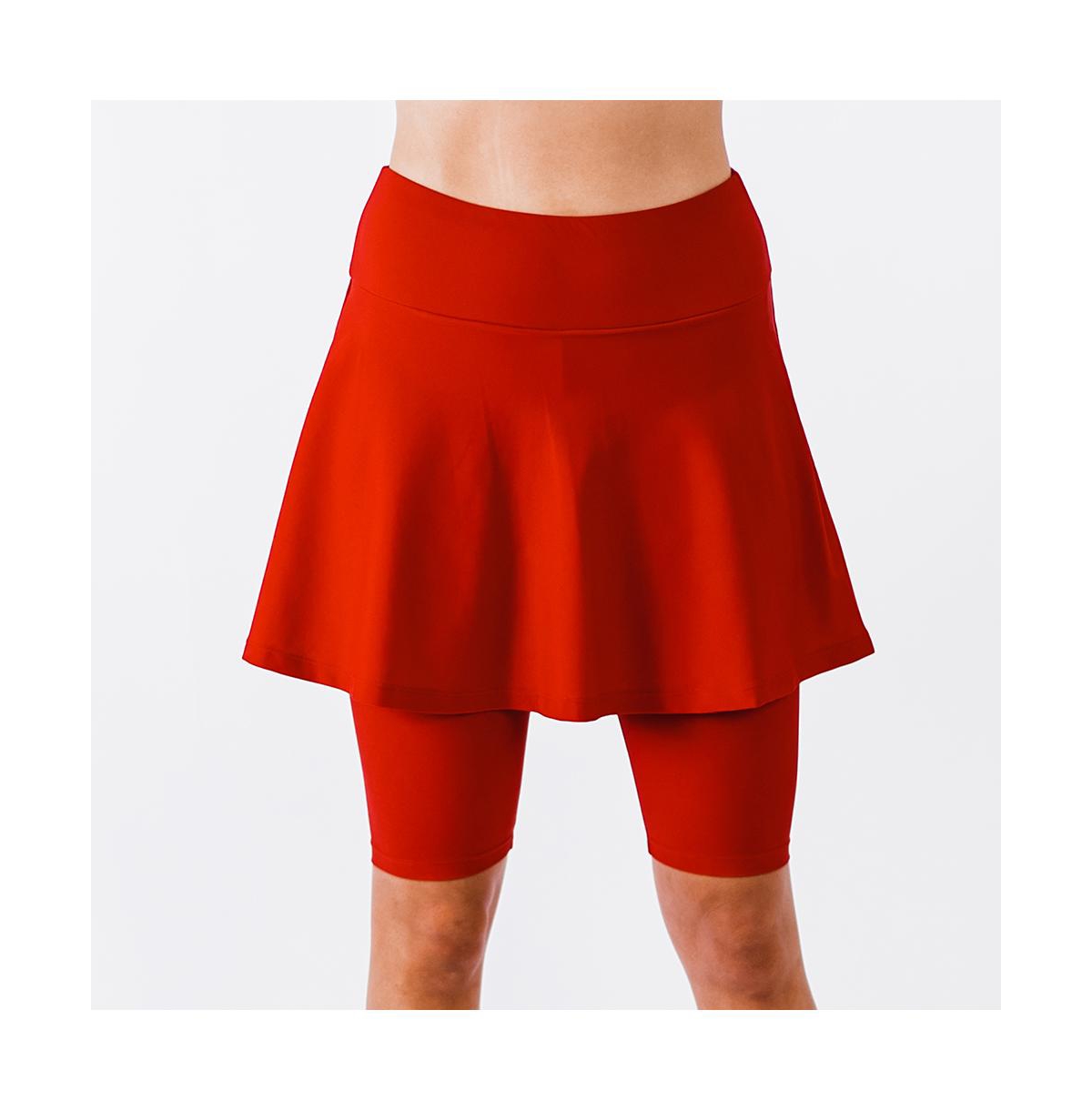 Women's Midi Swim Skort - Wine